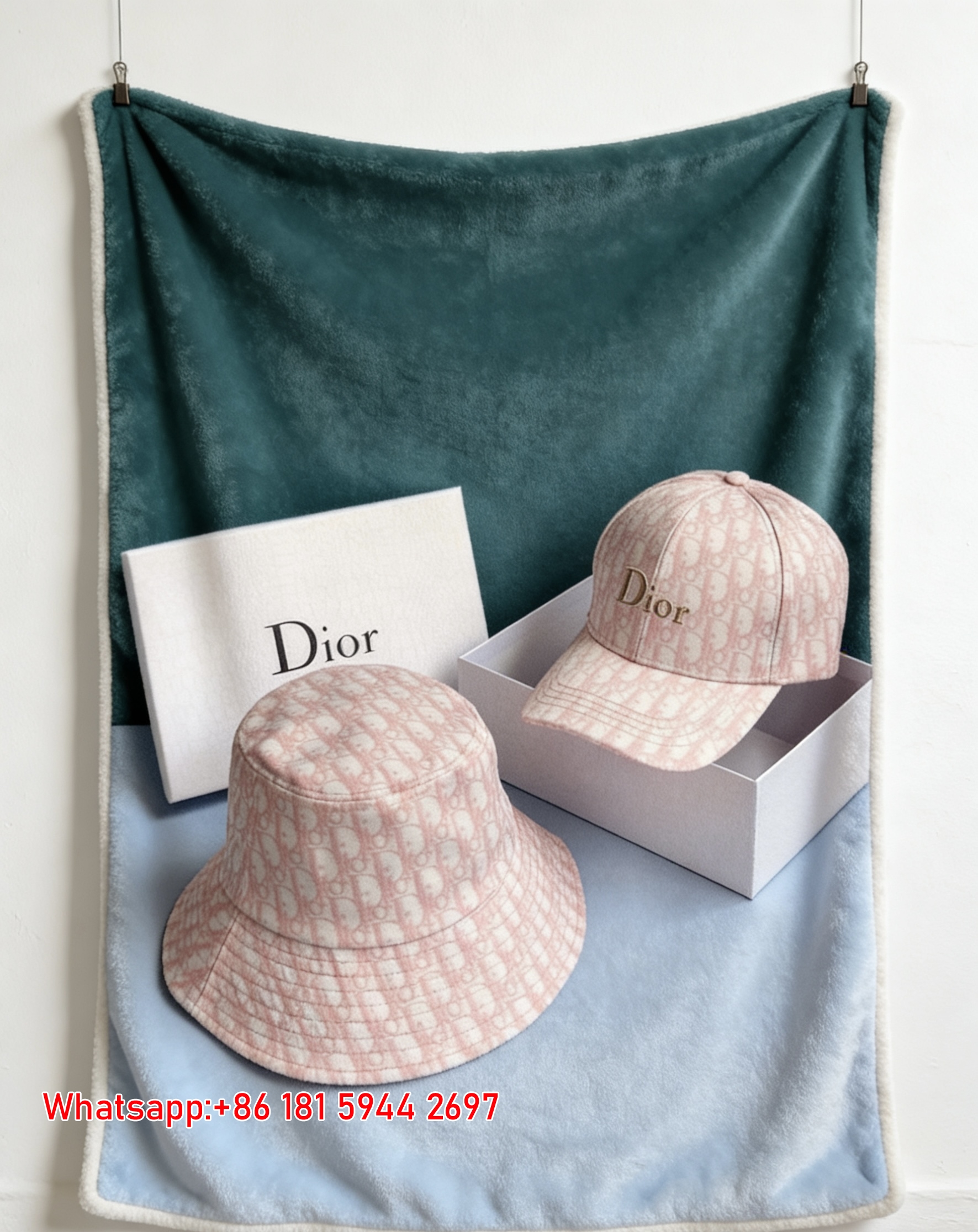 Dior Pink Oblique Flannel Sofa Throw Blanket D235